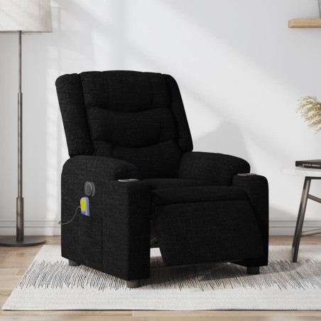 vidaXL Sillón reclinable de masaje eléctrico tela negro