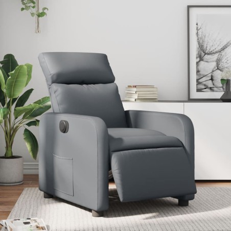 vidaXL Sillón reclinable eléctrico de cuero sintético gris