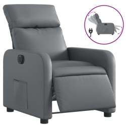 vidaXL Sillón reclinable eléctrico de cuero sintético gris