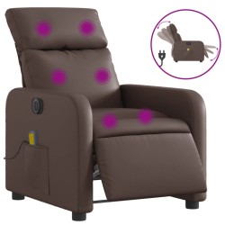 vidaXL Sillón de masaje reclinable eléctrico cuero sintético marrón