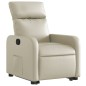 vidaXL Sillón reclinable elevable cuero artificial color crema vidaXL Sillón reclinable elevable cuero artificial color crema