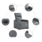 vidaXL Sillón reclinable elevable cuero artificial gris vidaXL Sillón reclinable elevable cuero artificial gris