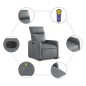 vidaXL Sillón de masaje elevable eléctrico cuero sintético gris vidaXL Sillón de masaje elevable eléctrico cuero sintético gris