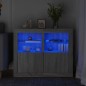 vidaXL Mesitas de noche luces LED 2 uds madera ingeniería gris Sonoma