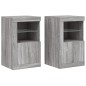 vidaXL Mesitas de noche luces LED 2 uds madera ingeniería gris Sonoma
