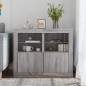 vidaXL Mesitas de noche luces LED 2 uds madera ingeniería gris Sonoma
