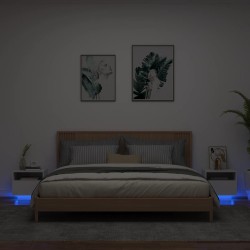 vidaXL Mesitas de noche con luces LED 2 unidades blanco 40x39x37 cm