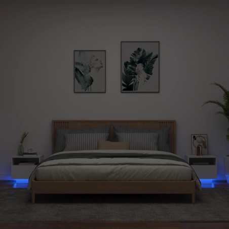 vidaXL Mesitas de noche con luces LED 2 unidades blanco 40x39x37 cm