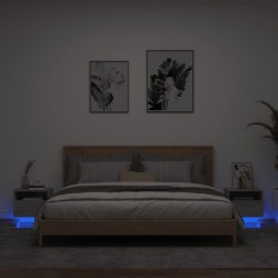 vidaXL Mesitas de noche con luces LED 2 uds gris Sonoma 40x39x37 cm