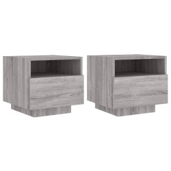 vidaXL Mesitas de noche con luces LED 2 uds gris Sonoma 40x39x37 cm