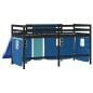 vidaXL Cama alta para niños con cortinas madera pino azul 90x200 cm vidaXL Cama alta para niños con cortinas madera pino azul 90x200 cm