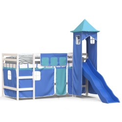 vidaXL Cama alta para niños con torre madera pino azul 80x200 cm