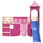 vidaXL Cama alta para niños con torre madera pino rosa 80x200 cm vidaXL Cama alta para niños con torre madera pino rosa 80x200 cm