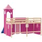 vidaXL Cama alta para niños con torre madera pino rosa 80x200 cm vidaXL Cama alta para niños con torre madera pino rosa 80x200 cm