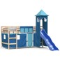 vidaXL Cama alta para niños con torre madera pino azul 90x200 cm
