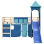 vidaXL Cama alta para niños con torre madera pino azul 90x200 cm