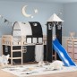 vidaXL Cama alta niños con torre madera pino blanco negro 90x190 cm vidaXL Cama alta niños con torre madera pino blanco negro 90x190 cm