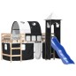 vidaXL Cama alta niños con torre madera pino blanco negro 90x190 cm vidaXL Cama alta niños con torre madera pino blanco negro 90x190 cm