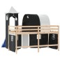 vidaXL Cama alta niños con torre madera pino blanco negro 90x190 cm vidaXL Cama alta niños con torre madera pino blanco negro 90x190 cm