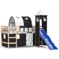 vidaXL Cama alta niños con torre madera pino blanco negro 90x200 cm vidaXL Cama alta niños con torre madera pino blanco negro 90x200 cm