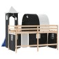 vidaXL Cama alta niños con torre madera pino blanco negro 80x200 cm vidaXL Cama alta niños con torre madera pino blanco negro 80x200 cm