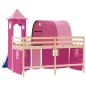 vidaXL Cama alta para niños con torre madera pino rosa 90x200 cm vidaXL Cama alta para niños con torre madera pino rosa 90x200 cm