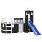 vidaXL Cama alta niños con torre madera pino blanco negro 90x190 cm