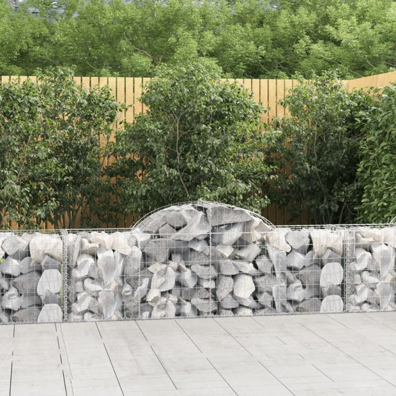 vidaXL Cestas de gaviones 40 uds forma de arco hierro 200x50x60/80 cm