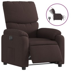 vidaXL Sillón reclinable eléctrico tela marrón oscuro