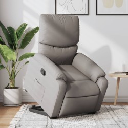 vidaXL Sillón reclinable elevable tela gris taupe
