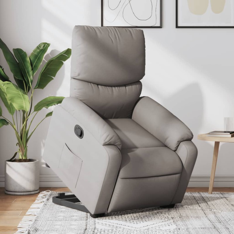 vidaXL Sillón reclinable elevable tela gris taupe vidaXL Sillón reclinable elevable tela gris taupe