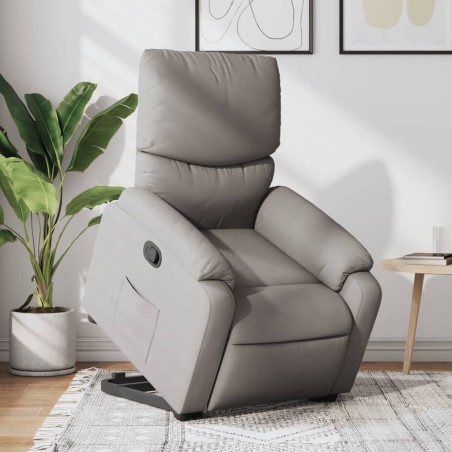 vidaXL Sillón reclinable elevable tela gris taupe