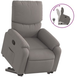 vidaXL Sillón reclinable elevable tela gris taupe