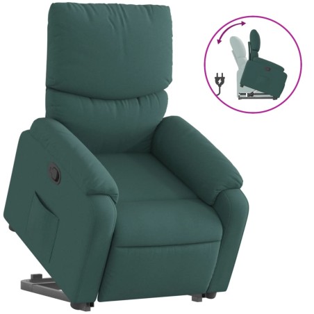 vidaXL Sillón reclinable elevable tela verde oscuro