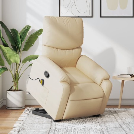vidaXL Silla de masaje reclinable de pie de tela color crema