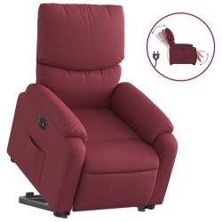 vidaXL Sillón eléctrico reclinable elevable de tela rojo tinto