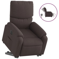 vidaXL Sillón eléctrico reclinable elevable de tela marrón oscuro