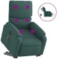 vidaXL Sillón masaje eléctrico reclinable elevable tela verde oscuro vidaXL Sillón masaje eléctrico reclinable elevable tela verde oscuro