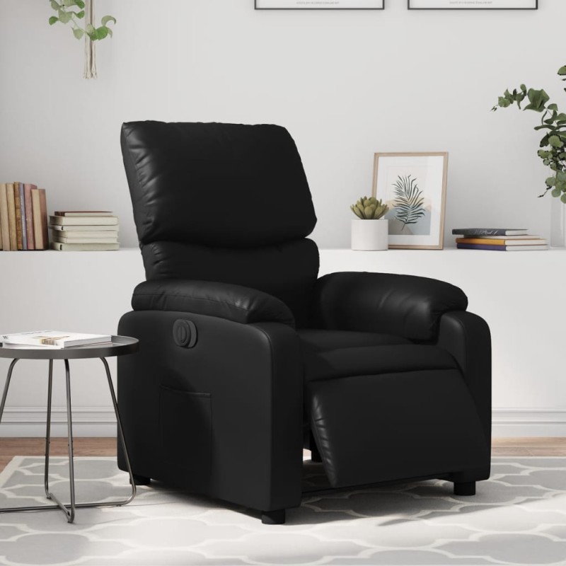 vidaXL Sillón reclinable eléctrico de cuero sintético negro vidaXL Sillón reclinable eléctrico de cuero sintético negro