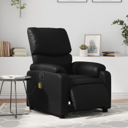 vidaXL Sillón de masaje reclinable eléctrico cuero sintético negro