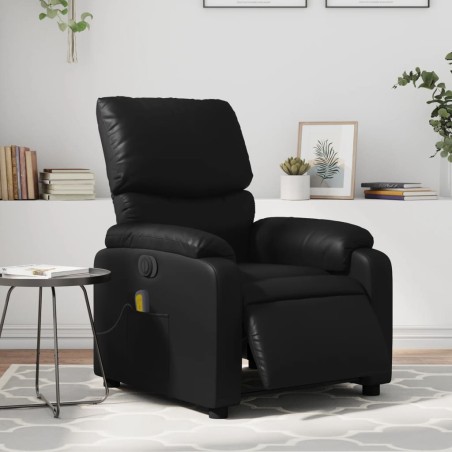 vidaXL Sillón de masaje reclinable eléctrico cuero sintético negro