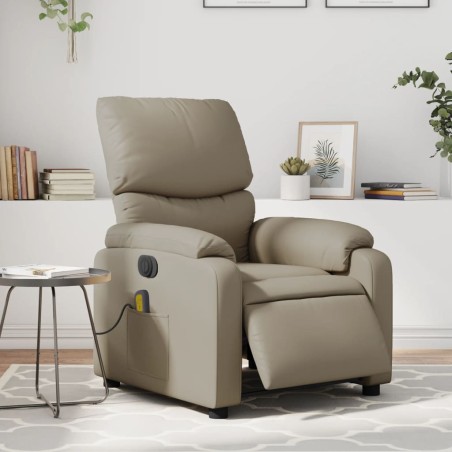 vidaXL Sillón reclinable de masaje eléctrico cuero sintético capuchino