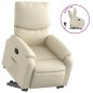 vidaXL Sillón reclinable elevable cuero artificial color crema