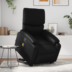 vidaXL Sillón reclinable de masaje de pie cuero artificial negro