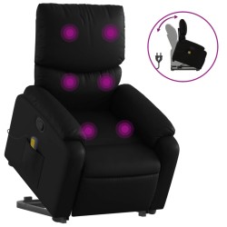 vidaXL Sillón reclinable de masaje de pie cuero artificial negro