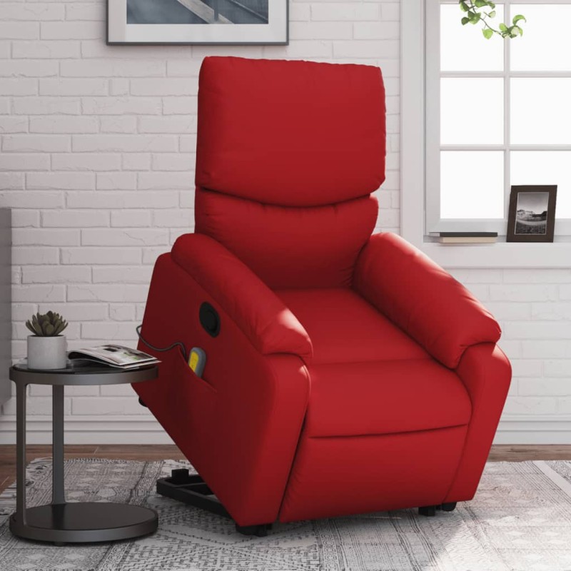 vidaXL Sillón reclinable de masaje de pie cuero artificial rojo vidaXL Sillón reclinable de masaje de pie cuero artificial rojo