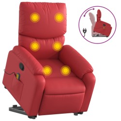 vidaXL Sillón reclinable de masaje de pie cuero artificial rojo