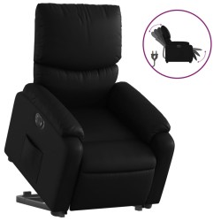 vidaXL Sillón reclinable y elevable eléctrico cuero sintético negro
