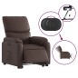 vidaXL Sillón reclinable elevable eléctrico de cuero sintético marrón vidaXL Sillón reclinable elevable eléctrico de cuero sintético marrón