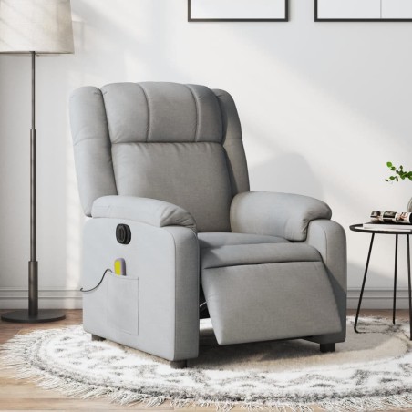 vidaXL Sillón reclinable de masaje eléctrico tela gris claro